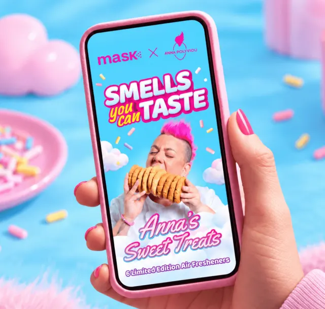 MaskCo Smells You Can Taste campaign on a phone